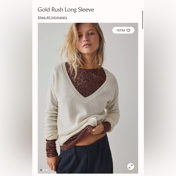 Free People Tops - Free People Intimately GOLD RUSH Long Sleeve